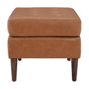 Upholstered PU Leather Ottoman, Solid Wooden Legs