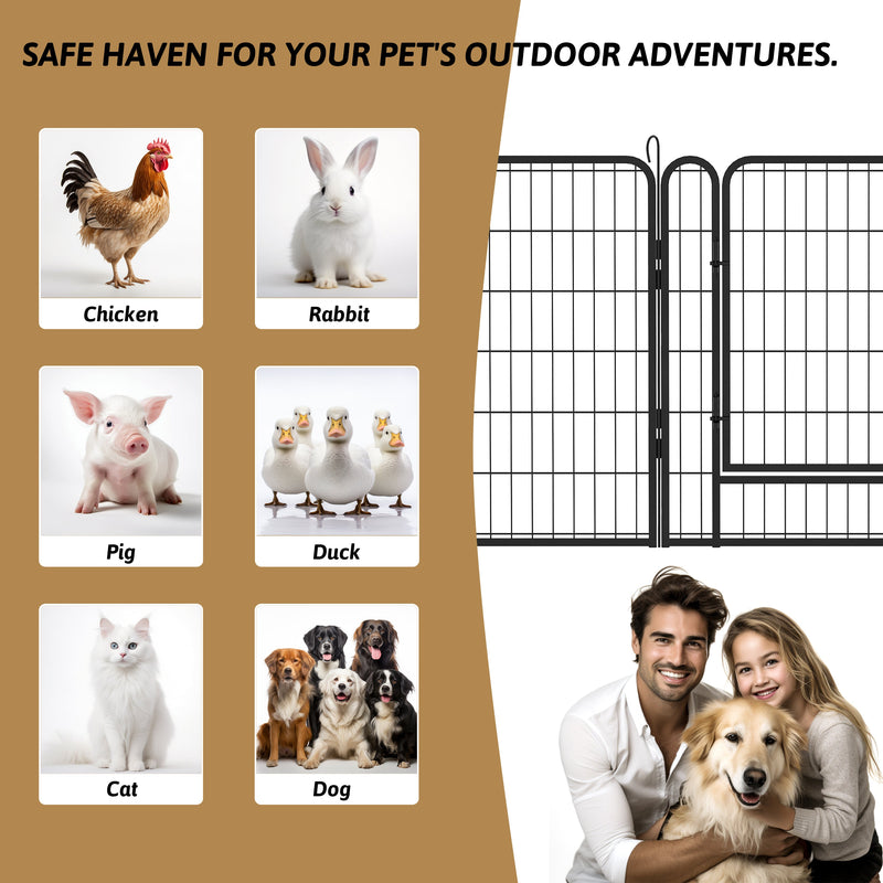 6 Panels Heavy-Duty Metal Playpen with Door, 31.7' H Dog Fence Pet Exercise Pen for Outdoor, Indoor