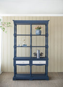 4 Tier Wooden Shelf With Two Drawers - Antique Navy Blue by HouseOfZazla