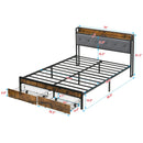 Modern Bed Frame With LED Lights, Upholstered Headboard, USB Charging by Unique Piece Furniture