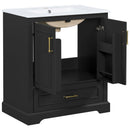 Bathroom Vanity With Sink, 1 Divided Drawer And 2 Soft Close Doors With Double Shelf