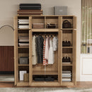 8 Door Armoire Wardrobe With Adjustable Shelves And Hanging Rod