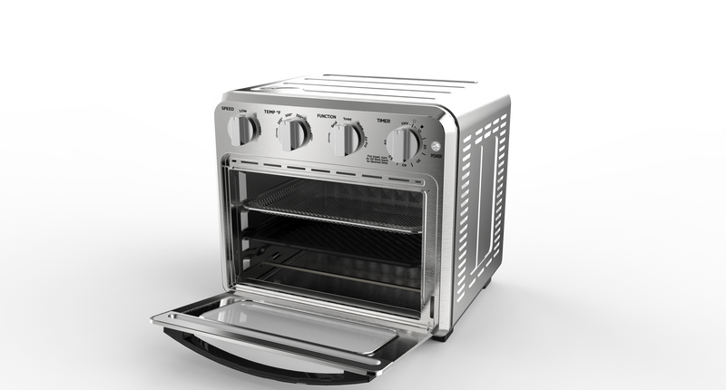 Geek Chef Air Fryer Toaster Oven Combo, 4 Slice Toaster Convection Air Fryer Oven Warm, Broil, Toast, Bake, Air Fry, Oil-Free, Accessories Included, Stainless Steel, Silver (16QT Air Fryer Oven)