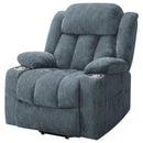 Beca - Upholstered Power Lift Recliner With Cupholders And USB Charging by HouseOfZazla