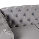 85.5" Velvet Upholstered Sofa with Sturdy Metal Legs, Modern Sofa Couch with Button Tufted Back, 3 Seater Sofa Couch for Living Room, Apartment, Home Office, Gray