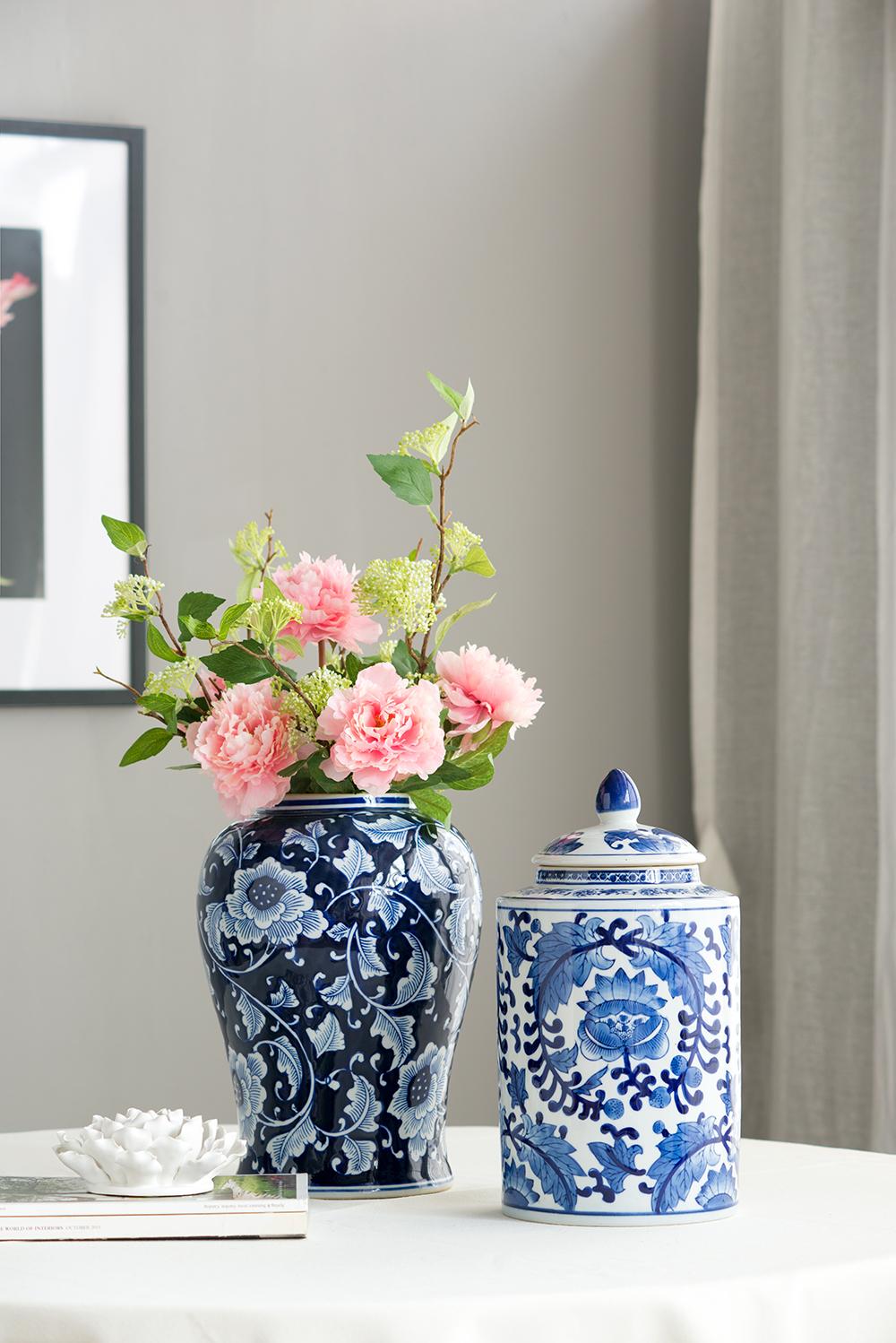 9.5x9.5x18" Porcelain Decorative Ginger Jar, photo 7 of 10