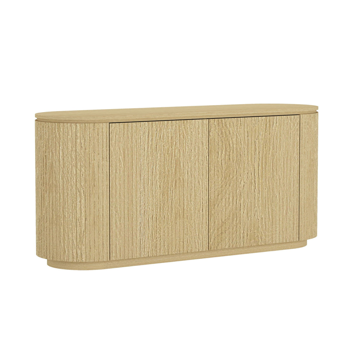 Olivia - Sideboard With 4 Adjustable Shelves With Handle Free Doors And Rounded Edges - Oak, photo 3 of 12
