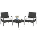 3-Piece Patio Furniture Set Rattan Bistro Chairs with Table-Beige by LJGDeals