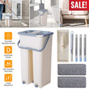 Flat Floor Mop Bucket Set Self Cleaning Wet Dry Usage with 2Pcs Reusable MicrofiberÊMop Pads