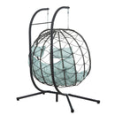 2 Persons Egg Chair with Stand Indoor Outdoor Swing Chair Patio Wicker Hanging Egg Chair Hanging Basket Chair with Stand for Bedroom Living Room Balcony