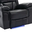 Home Theater Seating Manual Recliner Chair, Led Light Strip For Living Room - Black by HouseOfZazla