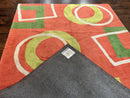 Abstract Rug 6x9, Modern Contemporary Rug, Red-Orange Green