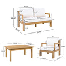 Outdoor 4-Seater Acacia Wood Patio Chat Set, Beige + Natural by HouseOfZazla