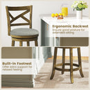 25/30 Inch Swivel Bar Stools Set of 2 with Backrests and Wood Frame