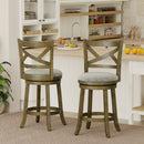 25/30 Inch Swivel Bar Stools Set of 2 with Backrests and Wood Frame