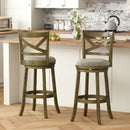 25/30 Inch Swivel Bar Stools Set of 2 with Backrests and Wood Frame