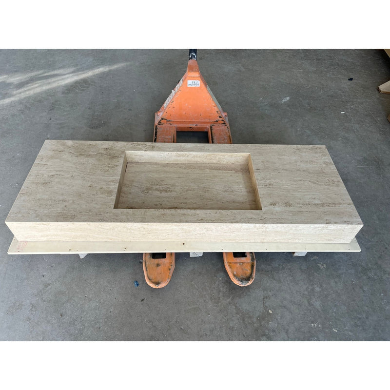 Travertine Sink Warm Beige Handcrafted Natural Stone Custom Design, photo 7 of 9