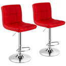 Set of 2 Square Swivel Adjustable PU Leather Bar Stools with Back and Footrest-Black by DirectDeals