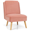 Velvet Accent Armless Side Chair with Rubber Wood Legs for Bedroom by LJGDeals