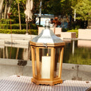 17'' H Wood Metal Hexagon Candle Holder Decorative Hanging Lanterns by JHY DESIGN