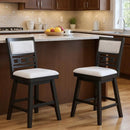 25 Inch Bar Stools Set of 2 with Upholstered Backrest and 360¬∞ Rotation Seat-Black by LJGDeals
