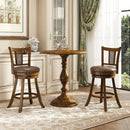 Swivel Bar Stools Set of 2 with Rattan Backrest - Brown by DirectDeals