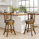 Swivel Bar Stools Set of 2 with Rattan Backrest - Brown by DirectDeals
