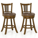 Swivel Bar Stools Set of 2 with Rattan Backrest - Brown by DirectDeals