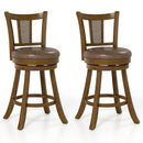 Swivel Bar Stools Set of 2 with Rattan Backrest - Brown by LJGDeals