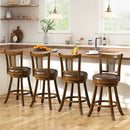 Swivel Bar Stools Set of 2 with Rattan Backrest - Brown by DirectDeals