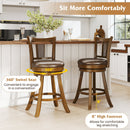 Swivel Bar Stools Set of 2 with Rattan Backrest - Brown by LJGDeals