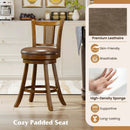 Swivel Bar Stools Set of 2 with Rattan Backrest - Brown by DirectDeals
