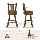 Swivel Bar Stools Set of 2 with Rattan Backrest - Brown by DirectDeals