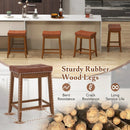 25/29 Inch Set of 2 Upholstered PU Leather Bar Stools with Saddle Seat by LJGDeals