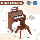 25 Keys Kids Piano Keyboard with Stool Mini Digital Piano Wooden Toy with Adjustable Speed and Volume by LJGDeals