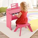 25 Keys Kids Piano Keyboard with Stool Mini Digital Piano Wooden Toy with Adjustable Speed and Volume by LJGDeals