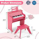 25 Keys Kids Piano Keyboard with Stool Mini Digital Piano Wooden Toy with Adjustable Speed and Volume by LJGDeals