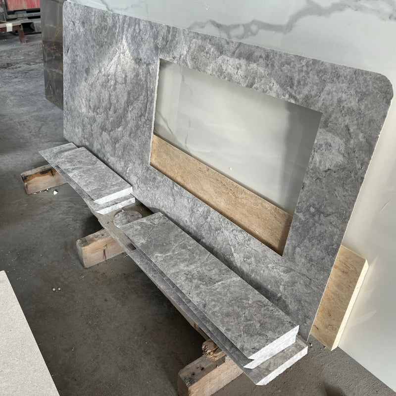 Tundra Grey Marble Handcrafted Vanity Sink - Luxury Bathroom, photo 11 of 12