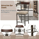 Set of 2 25 inches Bar Stools with Rust-proof Metal Frame and Soft Sponge Seat-Brown by DirectDeals