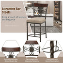 Set of 2 25 inches Bar Stools with Rust-proof Metal Frame and Soft Sponge Seat-Brown by LJGDeals