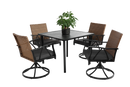 5 Piece Patio Dining Set for 4 with Swivel Rocker Chairs and Steel Table Top by HouseOfZazla