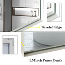 Rectangular Wall-Mounted Beveled Bathroom Mirror, Square Angle Metal Frame Wall Mounted Bathroom Mirrors For Wall (Horizontal & Vertical) - Glossy White