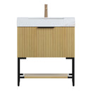 YOLAN 30" Bathroom Vanity & Sink, Freestanding Striped Plywood Storage Cabinet