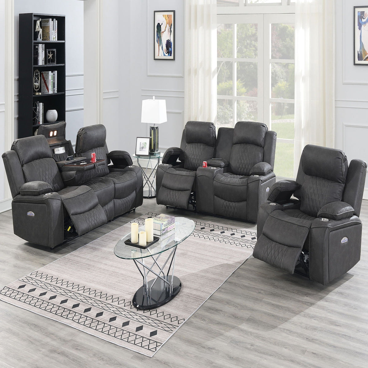 Power Motion Living Room Set With USB Port, Adjustable Headrest, Cup Holder, photo 10 of 28