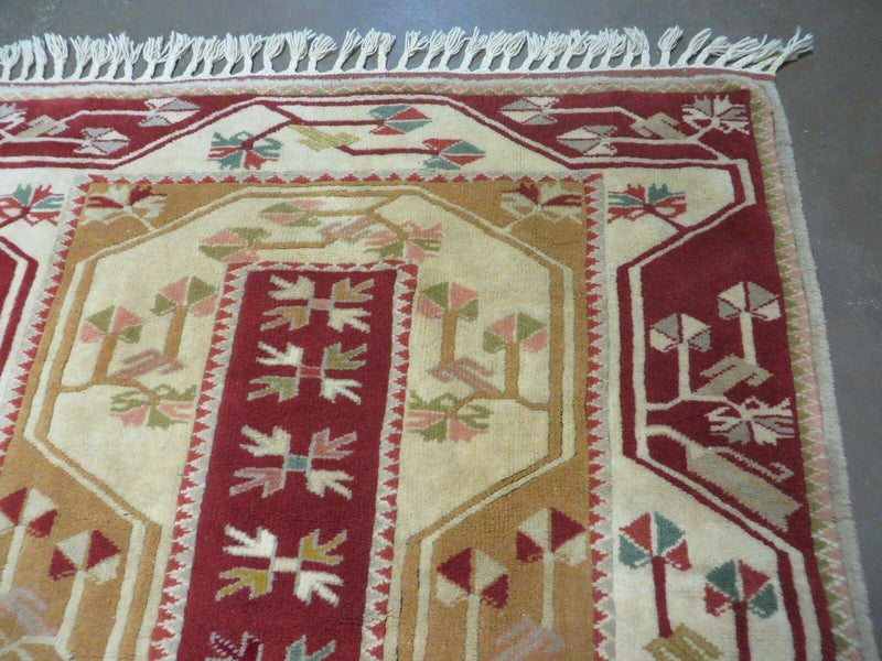 4' X 6' Vintage Handmade Knotted Turkish Kazak Pattern Wool Rug Carpet Nice