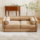 Stylish Camel Chenille 2-Seater Sofa with Storage Seat and Cylindrical Backrest