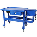 Mobile Tear Down Table With 3.5 Gallon Parts Washer And 110V Pump - Blue by HouseOfZazla