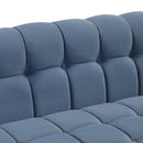 89" Modern Sofa Dutch Fluff Upholstered sofa with solid wood legs, buttoned tufted backrest,blue