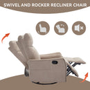 Heat Massage Manual Recliner Chair with Rocker and Swivel in Fabric for Living Room, Khaki