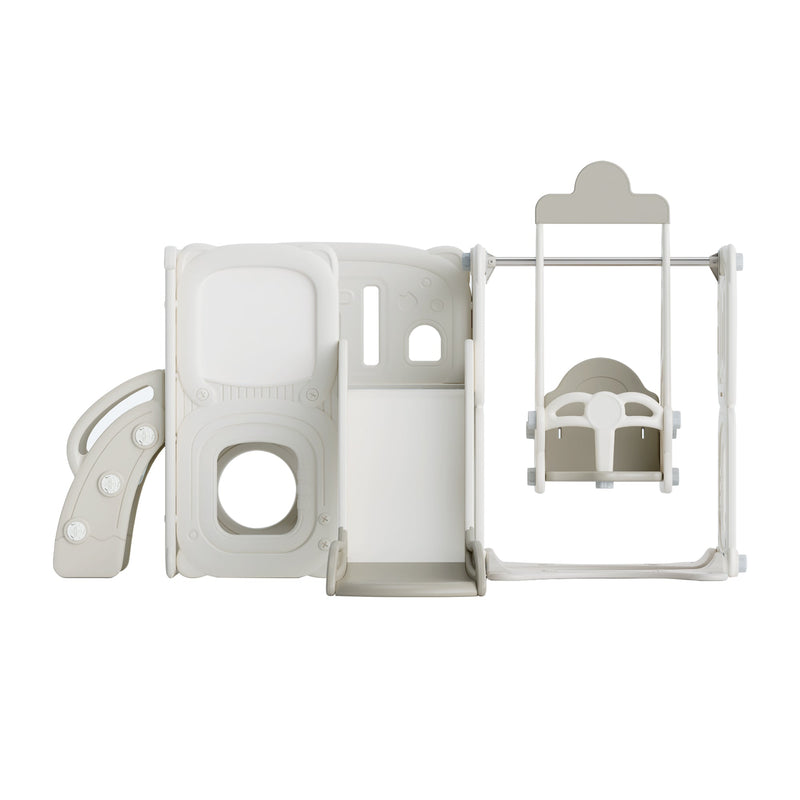 5 in 1 T oddler Slide and Swing Set, Kids Playground Climber Slide Playset with Drawing Whiteboard, Freestanding Combination for Babies